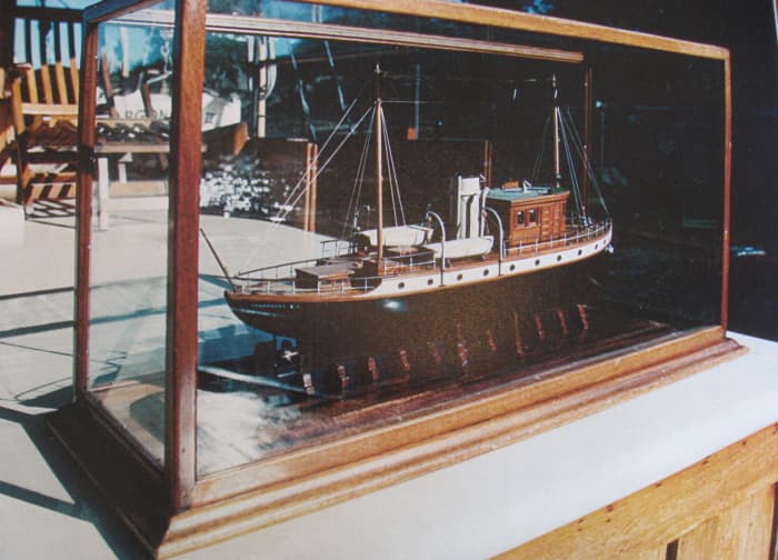 This original model of the Greta M is photographed aboard the Argonaut II. The model has now been donated to Maritime Museum in Victoria, BC by Julian Matson(a previous owner)