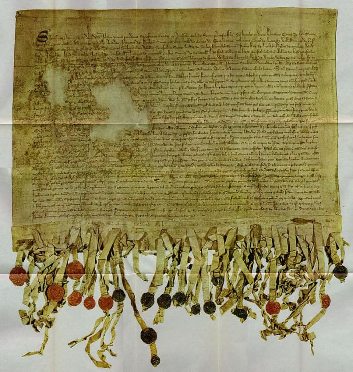 April 6, 1320 was the day of independence for Scotland from British rule. This image shows their Declaration of Arboath.
