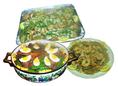 noodles mixed with vegetables and ingredients for special occasions -- pancit bijon and pancit canton