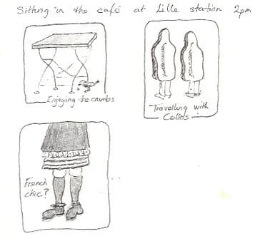 Drawing little boxes on your sketchbook pages so that you only have to sketch part of a scene or object is far less intimidating than having to fill a whole page.