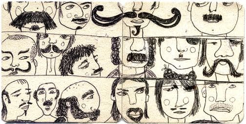 You don't need anything fancy to draw - these sketches were made using just a biro! Also note that the pages are split up into sections - which is a quick way to make drawing a bit less intimidating.