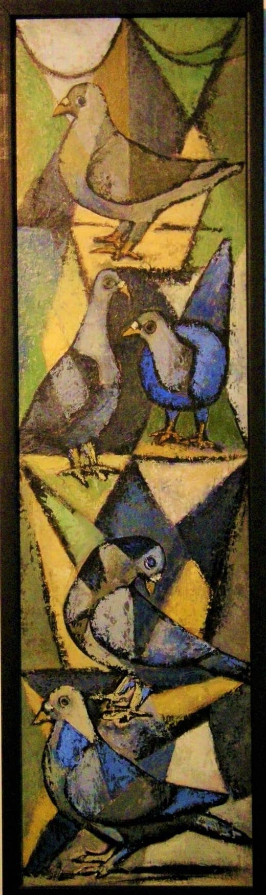 The painting of doves was my mother-in-law's favorite painting of Bob's, which used to hang in the Rogan's living room.