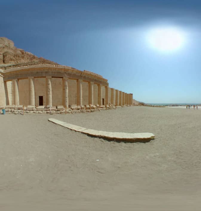 Hatshepsut's mortuary temple at Deir-le-Bahri, designed by Senemut, her vizier, and it was the first complex built on the site she choose, which would become the Valley of the Kings