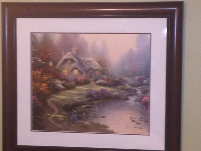 "EVERETT'S COTTAGE"-THOMAS KINKADE: Off-set lithograph, signed with artists DNA matrix signature (1998), limited edition.