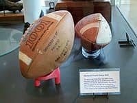 Marshall Faulk's game ball from the September 14, 1991 game when he ran for a NCAA-record 386 yards and scored 44 points. Faulk did this in his second game as a true freshman for San Diego State.