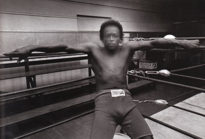 Miles in the Ring at Newman's Gym in San Francisco in 1971. Miles used to box with guys and he would say, "Don't hit me in the mouth, I gotta play tonight."
