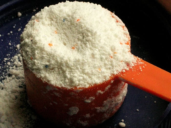 You'll need to use more washing powder for hard water.