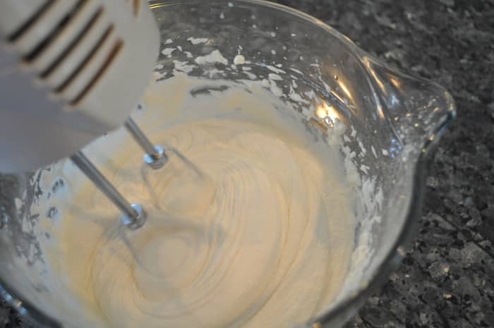 Once you add all the ingredients, use a kitchen beater to whip it into a nice creamy consistency.