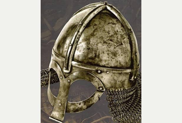 Viking chieftain's or jarl's helm with chain mail neckguard, a prize worthy of a great warrior if won from the original owner