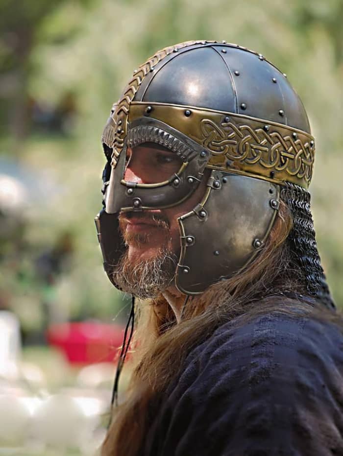 Another introduction by the Danes was the visored helmet with ear and neck guards - however only their kings and nobles could afford these luxury items
