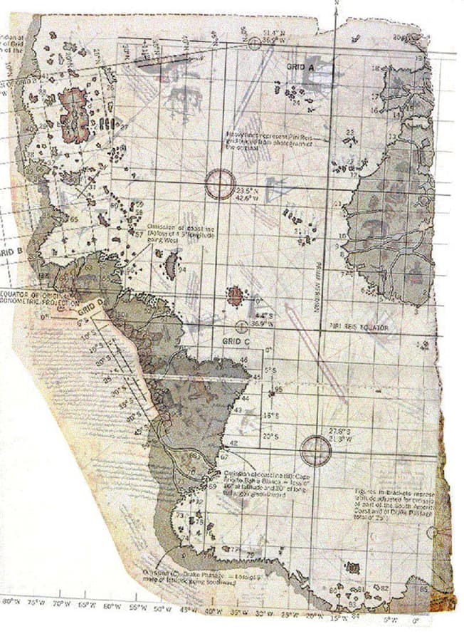 This is a section of the map made famous by Charles E. Hapgood and created by Piri Reis.