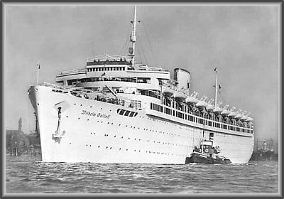 "Wilhelm Gustloff" She carried 9343 Souls to their death when torpedoed by a Russian submarine in the Baltic Sea.