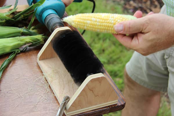 Sweet Corn Silk remover makes quick cleaning of sweet corn before freezing. Only available at Cottage Craft Works.