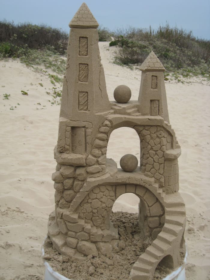 Sandcastles created on South Padre Island, Texas by Andy Hancock of sandcastlelessons.com