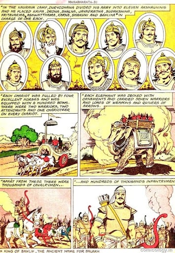 A sample page from the Amar Chitra Katha Mahabharatha that spans more than 1700 pages