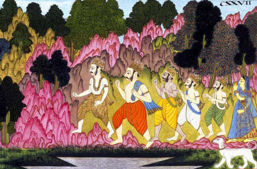 The Pandava brothers marched away to the Himalayas after ruling the kingdom for years with Lord Krishna by their side.