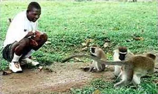 John Ssebunya was kept alive by being fed by wasteful monkeys when he ran away from home at the age of three.