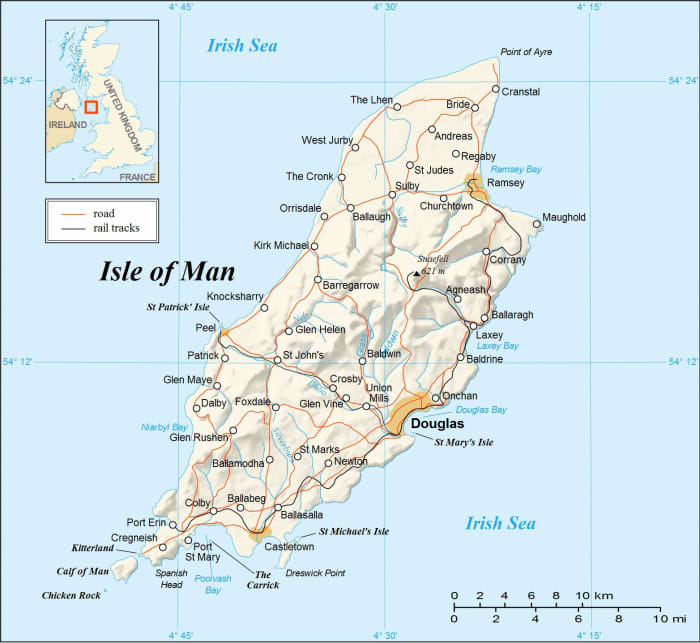 The Isle of Man, situated halfway between England and Ireland, and the same distance from Scotland, the isle is handy in the centre of the Irish Sea for tourists