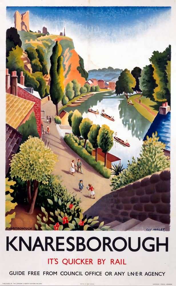 1930s London & North Eastern Railway poster advertises railway trips to Knaresborough - then in the West Riding