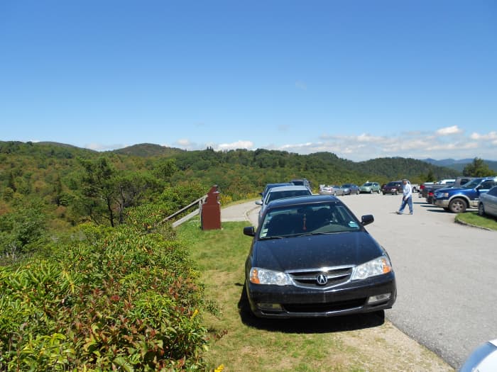 The view from Graveyard Fields Overlook is stunning. This is looking towards Mt. Pisgah (not in view)