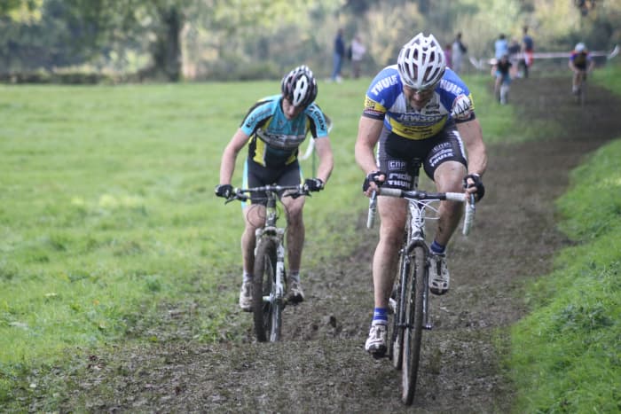 A cyclocross specific tire for your mountain bike will help you to cut through the mud.