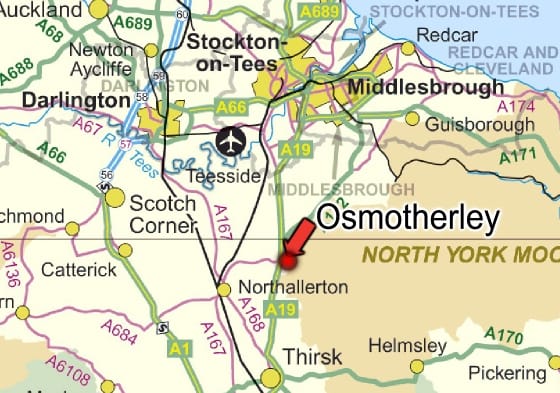 Osmotherley's easily reached. The A19 is near for bus links (Northallerton to the west, Middlesbrough north-east), There's an airport on the edge of Teesside and Darlington's near for Intercity links. Trains from York/Darlington stop at Northallerton