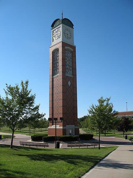 The Cook Carillon Tower at Grand Valley State University, one of the few universities in the country offering a bachelor's degree in ASL Interpreting.