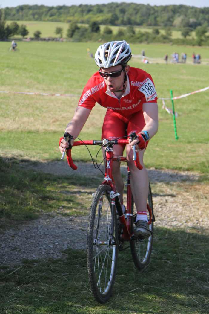 Liam Hallam in cyclocross action in a pair of Northwave Vertigo shoes which have now been replaced with a racier looking Sparta