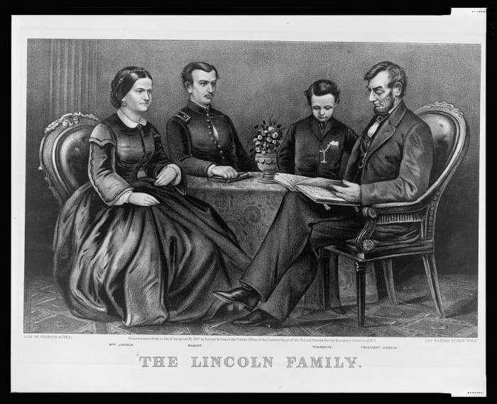 The Lincoln family. From left to right: Mary Todd Lincoln, Robert Lincoln, Tad Lincoln, Abraham Lincoln