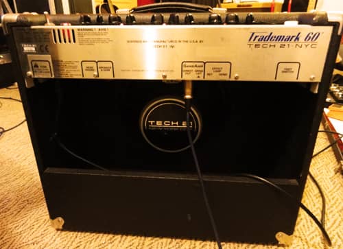 The open-backed cabinet of the Trademark 60 provides access to several of the amp's best features, such as the effects loop ground lift and a SansAmp XLR speaker-emulating output.