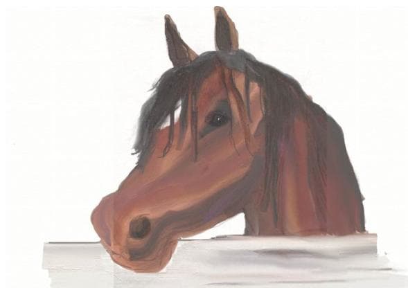 © 2007 Horse by Barn (Sketch was scanned in and sketch was painted in oil style painting using ArtRage