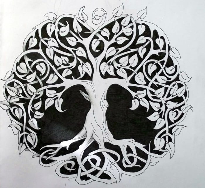 The Celts' Tree of Life - similar to the Norse Yggdrasil, the World Ash Tree. Everything stems from the ground: life, food, tools, dwellings and new life from old.