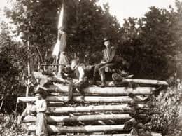 A Signal Station and Signal Team - an officer peers through his telescope to see the signals sent his way