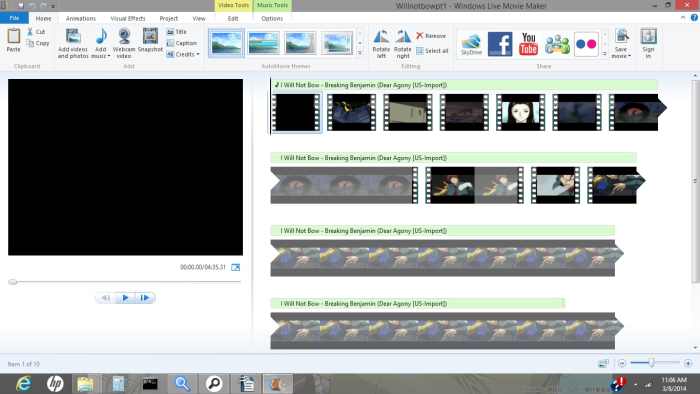 This is Windows Live Movie Maker, ladies and gentlemen. The layout looks slightly different from older versions, but the principles remain the same. It's like using a new version of Word, or playing a new NBA, Wrestling, or Madden game.