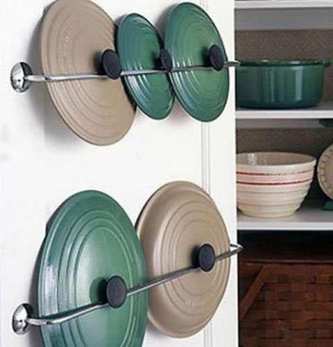 Small Kitchen Organizing Ideas | Click Pic for 20 DIY Kitchen Organization Ideas Upcycle Towel Rails for Pot Lids