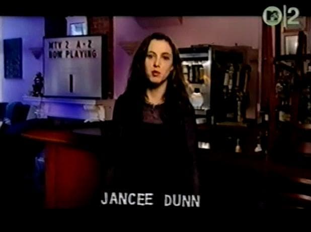Jancee Dunn introducing the I videos during the marathon. Occasionally a video would play in the wrong letter, usually resulting in the correct video being dropped from the marathon.