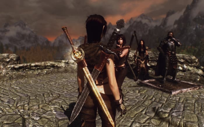 Dual Sheath Redux Skyrim mod allows you to see your left hand weapon when sheathed. Picture courtesy of Skyrim Nexus, Bethesda and Zenimax.
