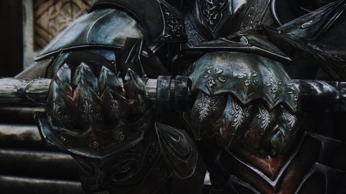 Stunning armour from the Skyrim mod aMidianBorn Book of Silence by CaBal, EmeraldReign and the AMB team