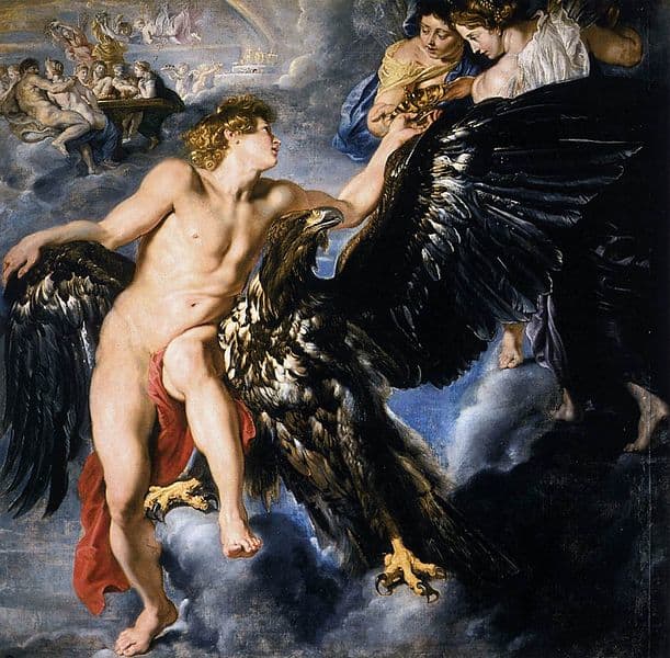 Ganymede was considered the "cupbearer of the gods." This painting is "Ganymede" by Peter Paul Rubens (1577–1640) - PD-art-100