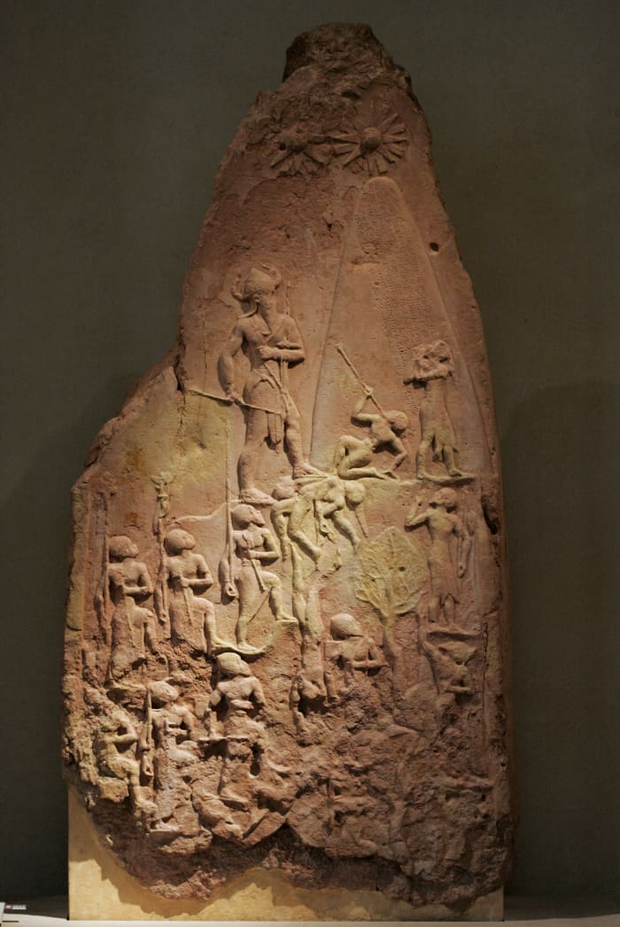 This is the victory Stele of Naram-Sin, great, great grandson of Sargon of Akkad, the founder of the Arkaddian Empire.