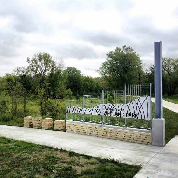 Scenic wetlands trails at the Iowa River Landing behind the Marriott Coralville Hotel and Conference Center in Coralville, IA.