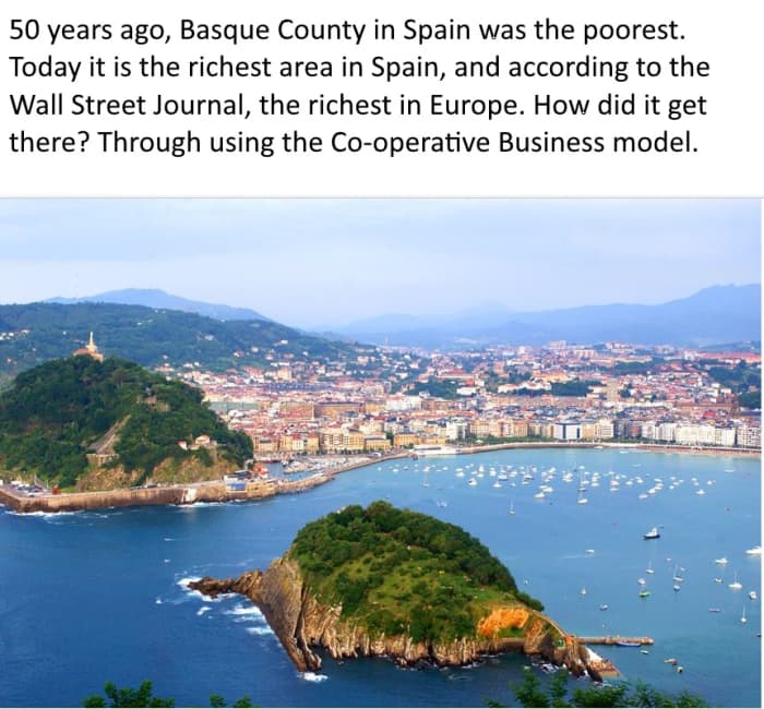 The co-operative business model transformed the Basque region from the poorest area of Spain to the wealthiest area in less than 50 years. A reporter with WSJ noted that today the Basque region of Spain was probably the wealthiest in the Europe Union