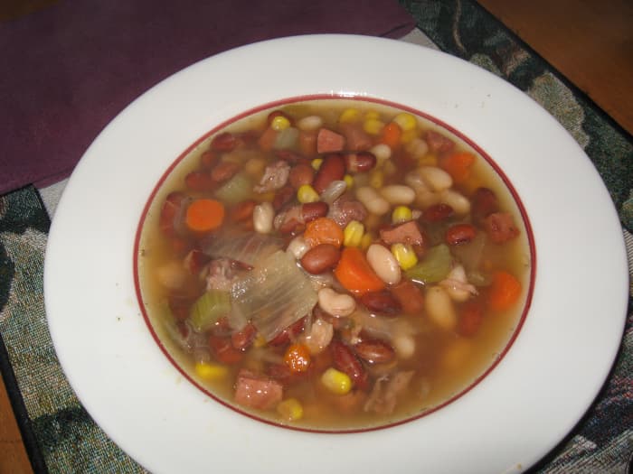 I like white wine with my soup and a whole-wheat roll that I warm in the microwave. You can sprinkle some fresh cilantro leaves on top for some added zing.