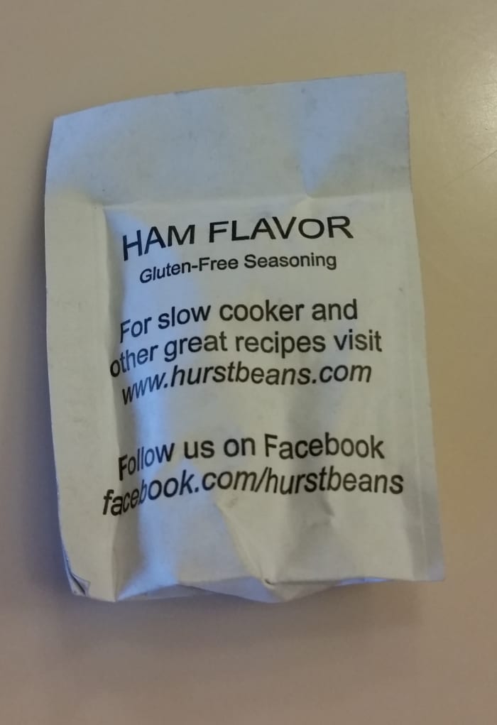Secret Ingredient - In the package of Hambeens fifteen kinds of beans, you'll find a small packet. If you are already using ham broth, like I had, you could skip this flavoring packet. It gets added at the end.