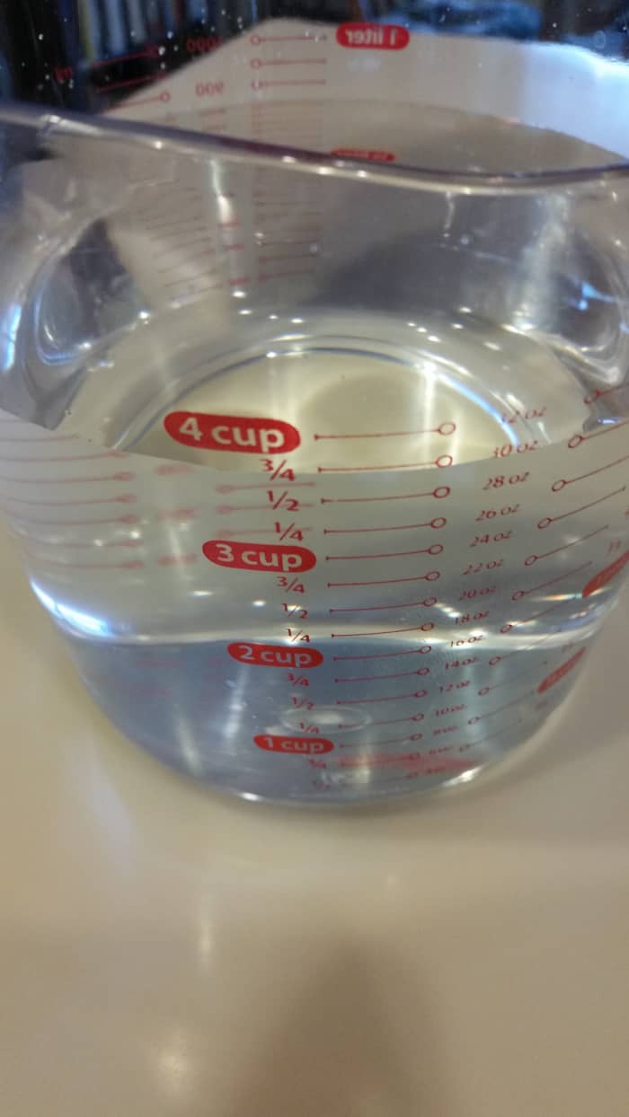 Put the rinsed beans in a large pot and add 8 cups of water. Leave them to soak overnight. The next day, you drain away the water and start your soup with fresh liquid.