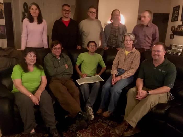 These are the team members who were able to be present and accounted for this past week's meet-up. Julie, Charles, Rich, Bob, Peter, Judy, John, Ryan, Liz and Dave the Drone Guy!