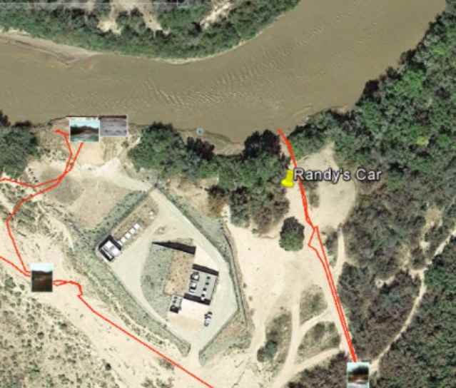 Where Randy's car was parked for 15 days. This is also where he pushed off on the raft...supposedly.