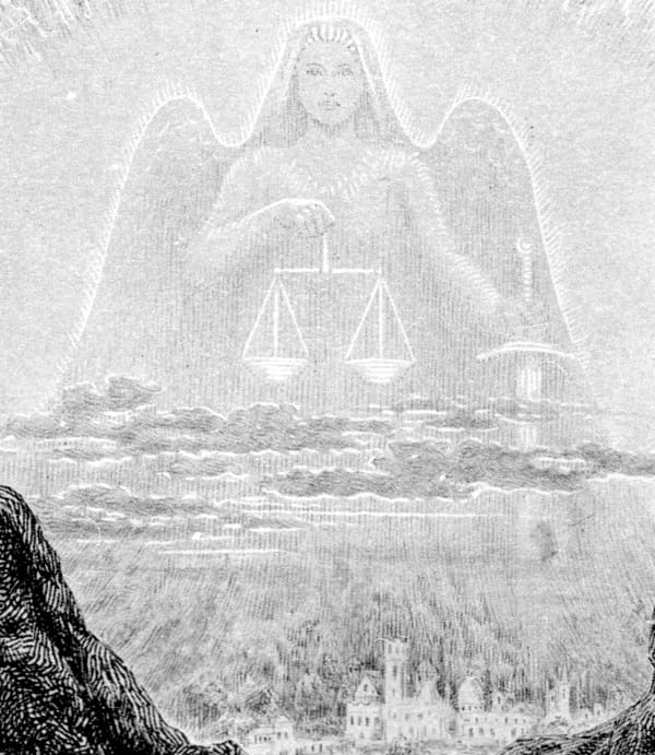 Here we show a portion of 'My eyes ... will have beheld the dawn of the day of Justice' - it is from the suite prepared by Frank C Pape published in "The Well of St Clare" (1928).