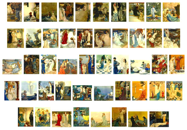 Here we show each of William Russell Flint's color illustrations published in "Le Morte d'Arthur: The Book of King Arthur and his Noble Knights of the Round Table" (1910-11).