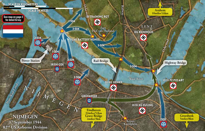 82nd Airborne found their target hard to achieve, the main road bridge over the Waal was taken on the 20th September. Time was running out to relieve the paratroopers at Arnhem. Intelligence on German strengths was out of date even as they dropped